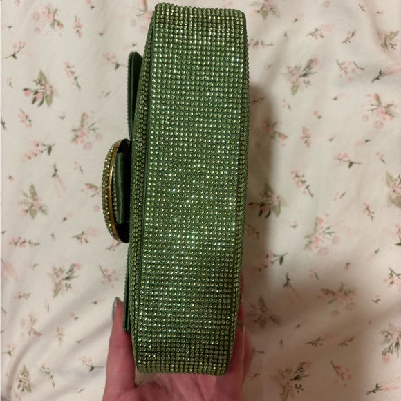 Green Crystal Rhinestone Embellished Crossbody Clutch Sparkly - Picture 4 of 11
